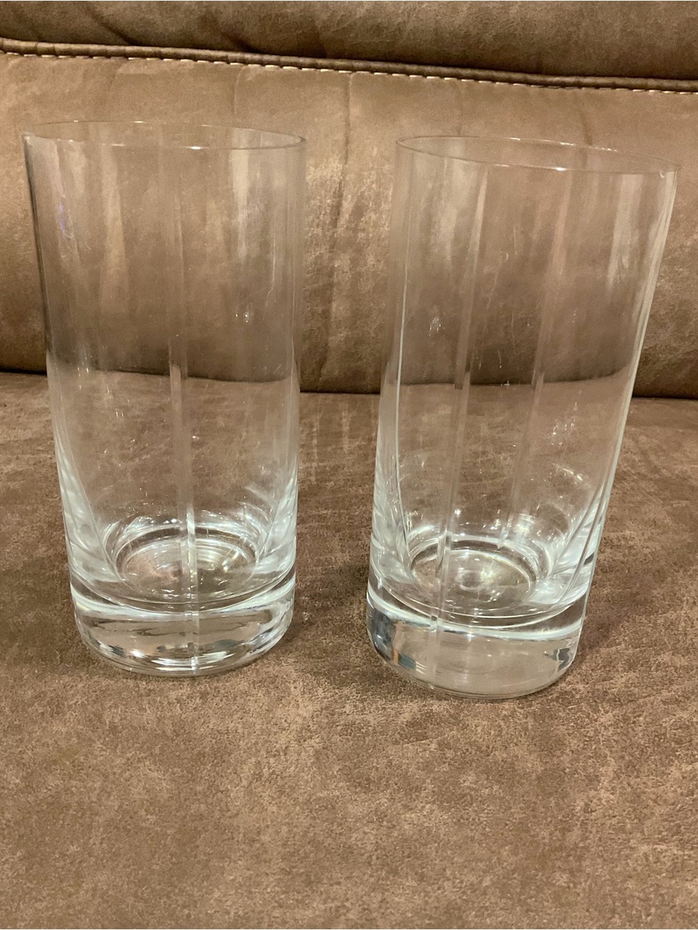 Set of 2 Clear Glass Highball Tumbler Glasses